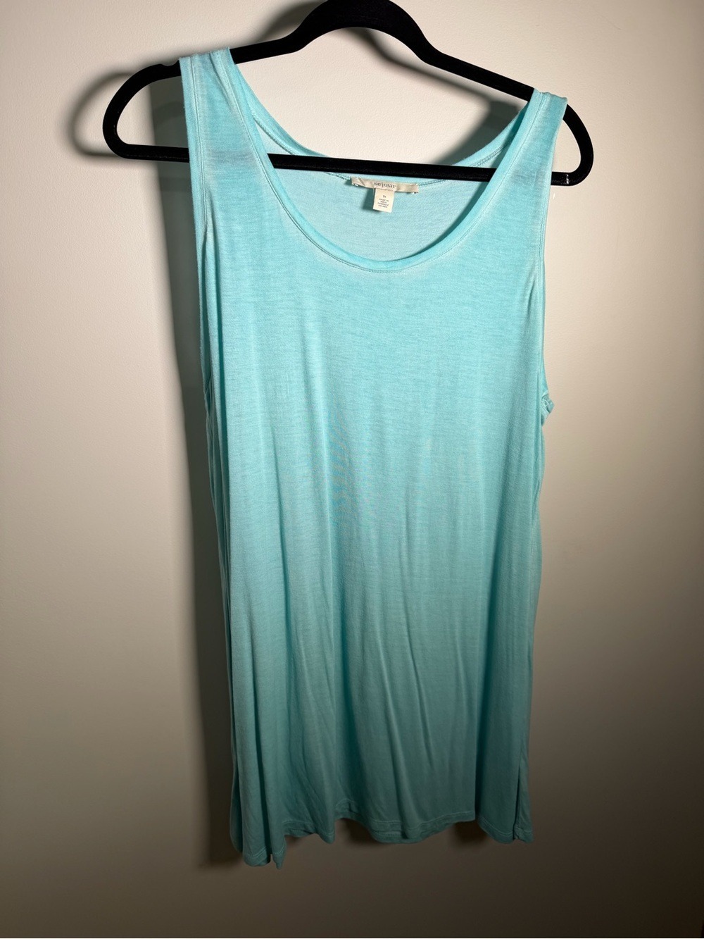 Sejour Light Blue Scoop Neck Tank Top Women's